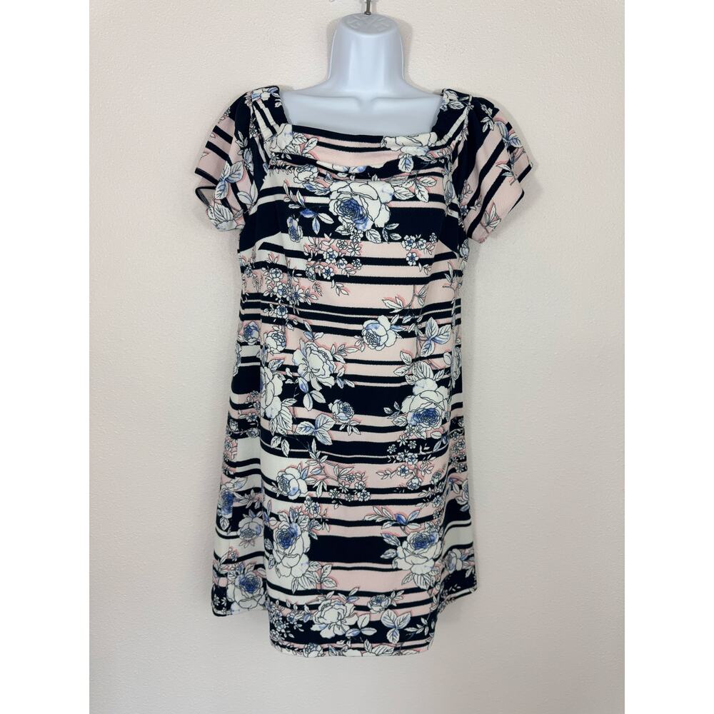 Jessica Simpson Floral Striped Short Sleeve Dress Size 14